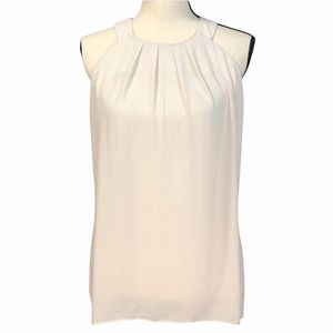Violet + Claire,  pleated neckline, sleeveless blouse. off-white